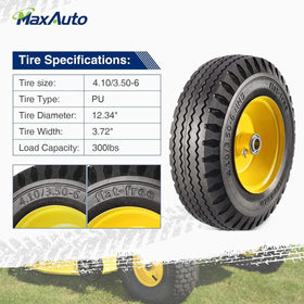 MaxAuto flat-free tire with adapter kit contents enabling quick replacement.