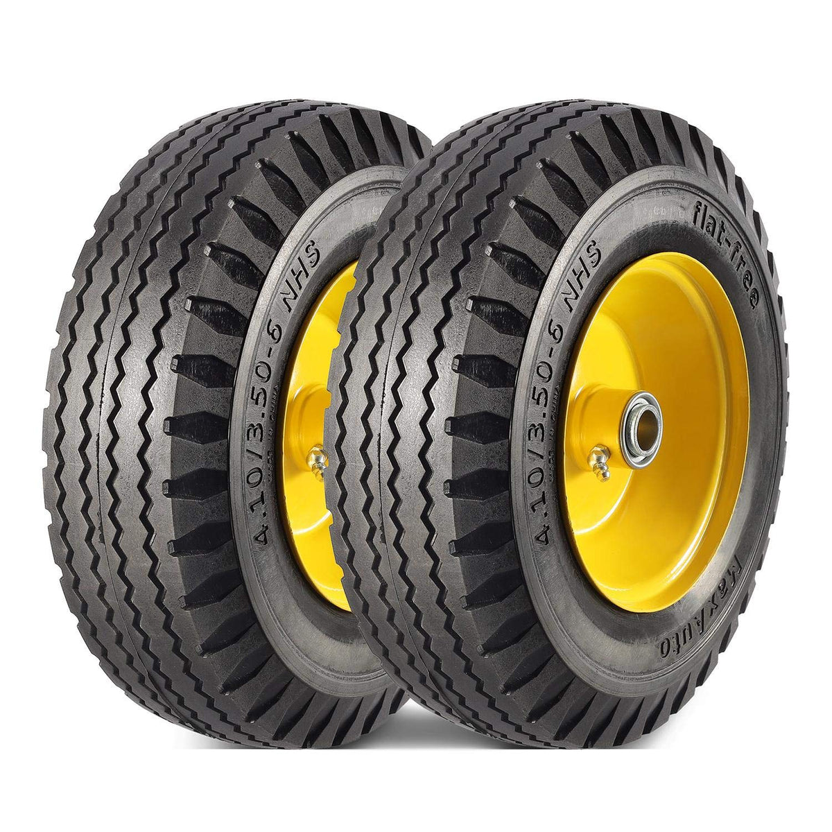 MaxAuto flat-free tire 410-350-6 wheel for durable, puncture-resistant performance.