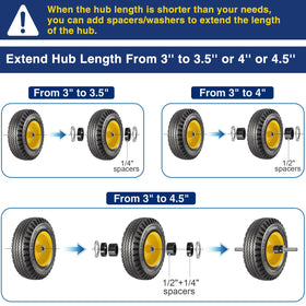 MaxAuto 4.10/3.50-6 tire tread delivers strong grip on varied surfaces.
