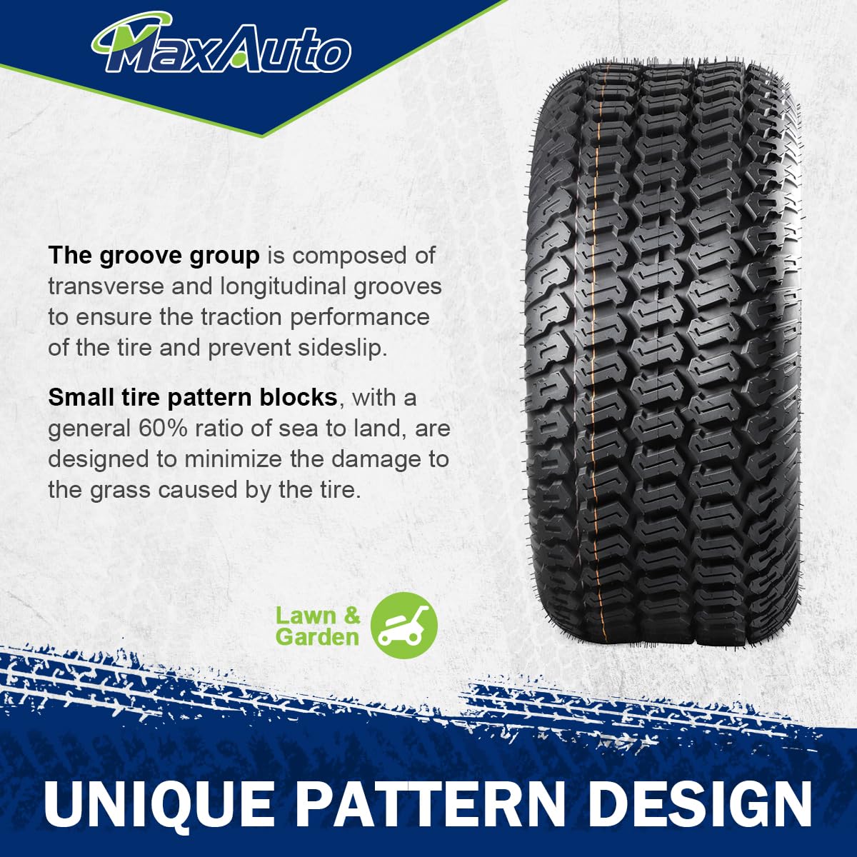 MaxAuto Turf Saver Tire pack with two tires for replacement.
