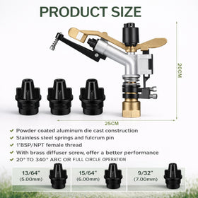 Maxcheck 360-degree adjustable sprinkler enables precise large-area irrigation.