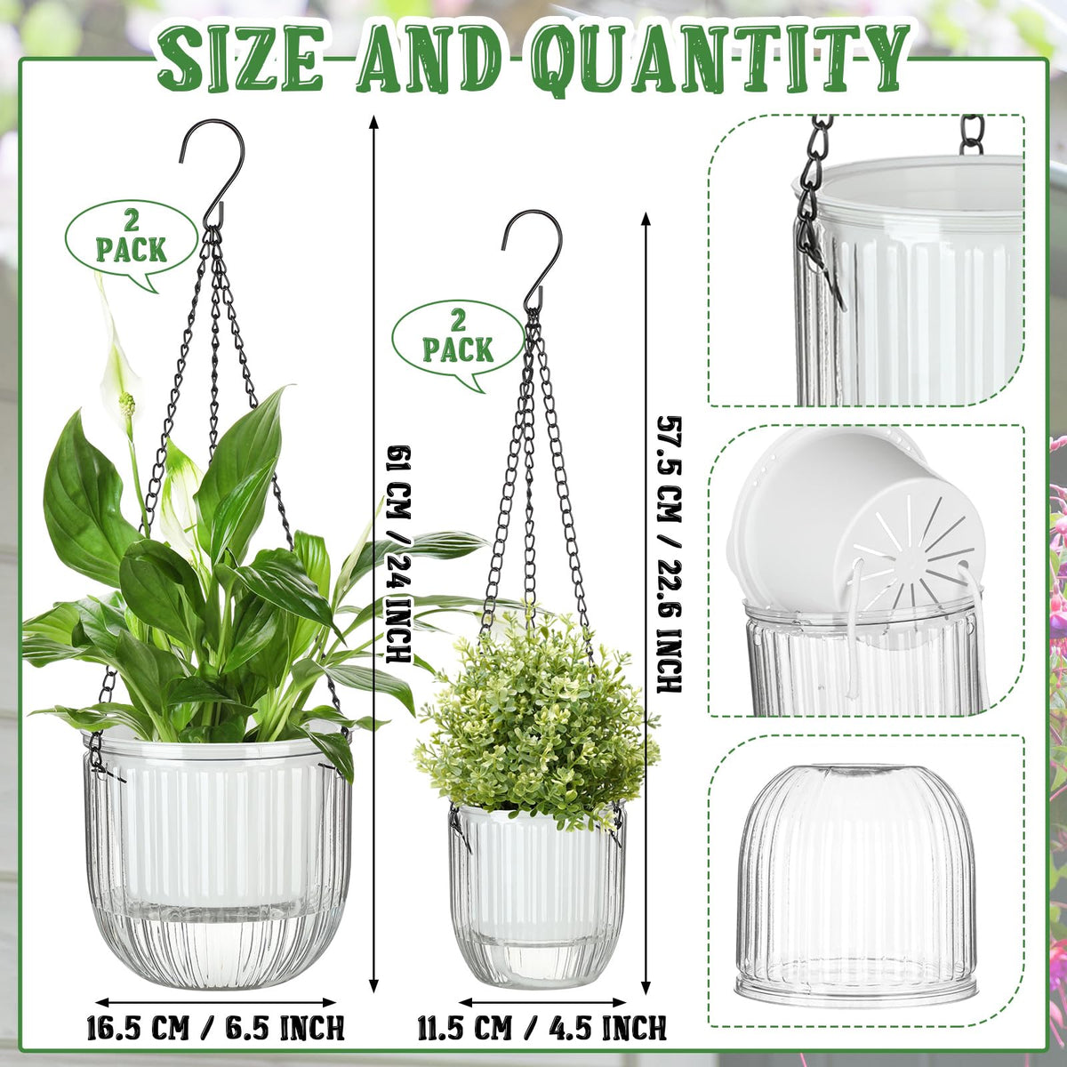 Maxcheck self-watering hanging planter 4.5-inch ideal for small plants.