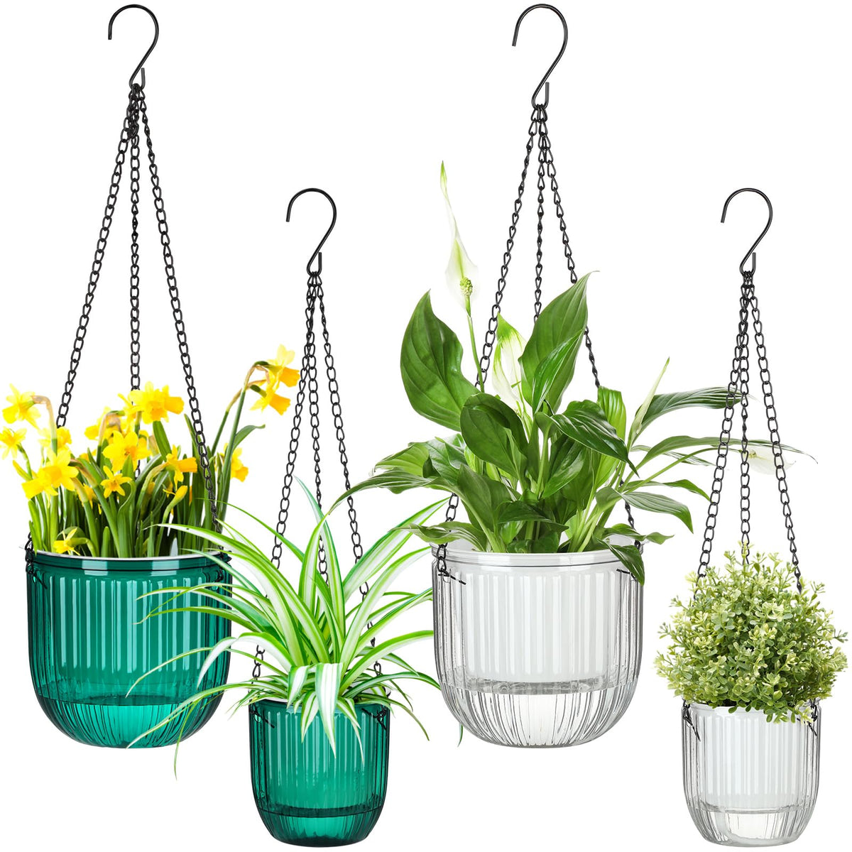 Maxcheck self-watering hanging planter 6.5-inch emerald design for effortless plant care
