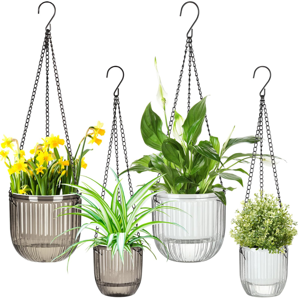 Maxcheck self-watering hanging planter 6.5-inch with clear water level for easy care