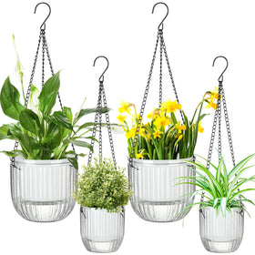 Maxcheck self-watering hanging planter 6.5-inch with water level visibility for easy care.