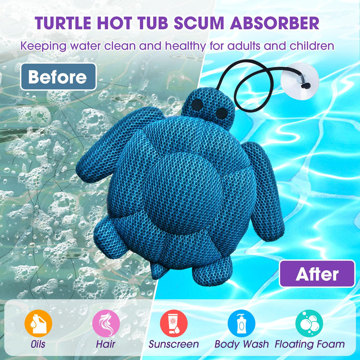 MAXDORIA suction cup spa cleaner attaches to glass or acrylic.