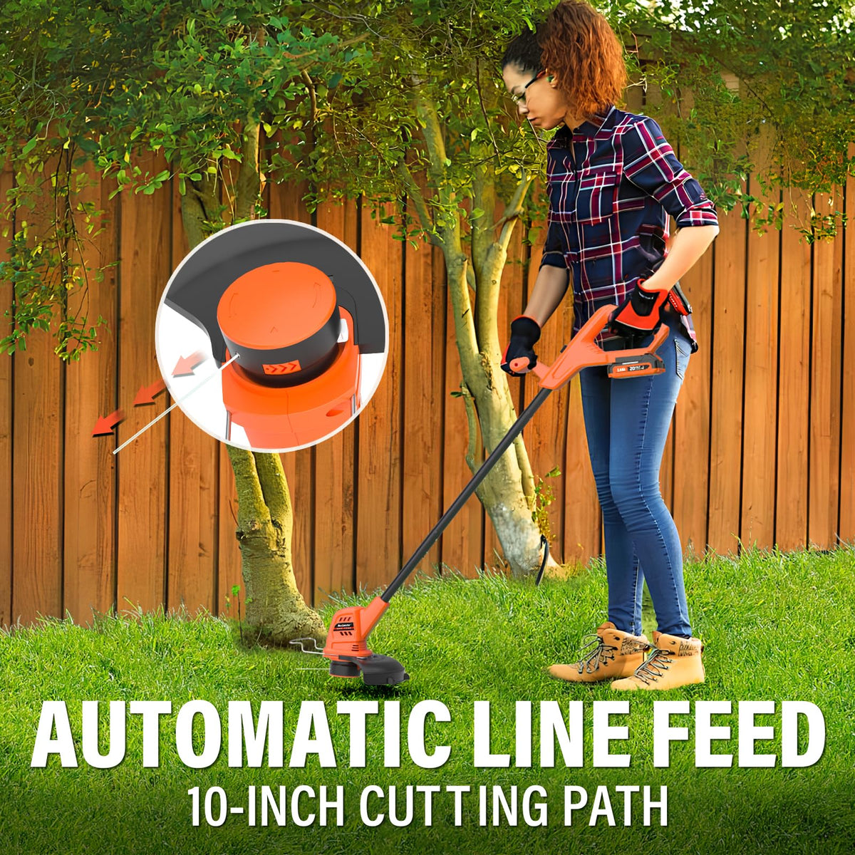 MAXLANDER 10-inch cordless trimmer ready for precise edging around borders