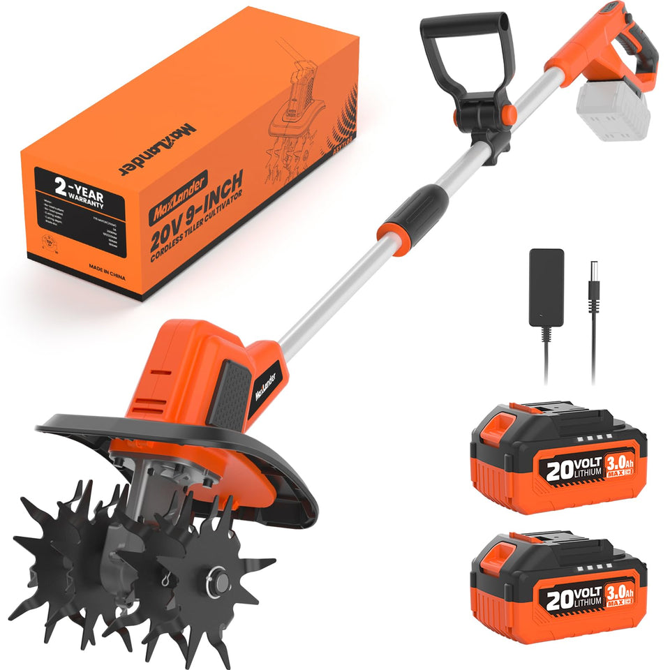 MAXLANDER 20V cordless tiller in action for quick soil prep