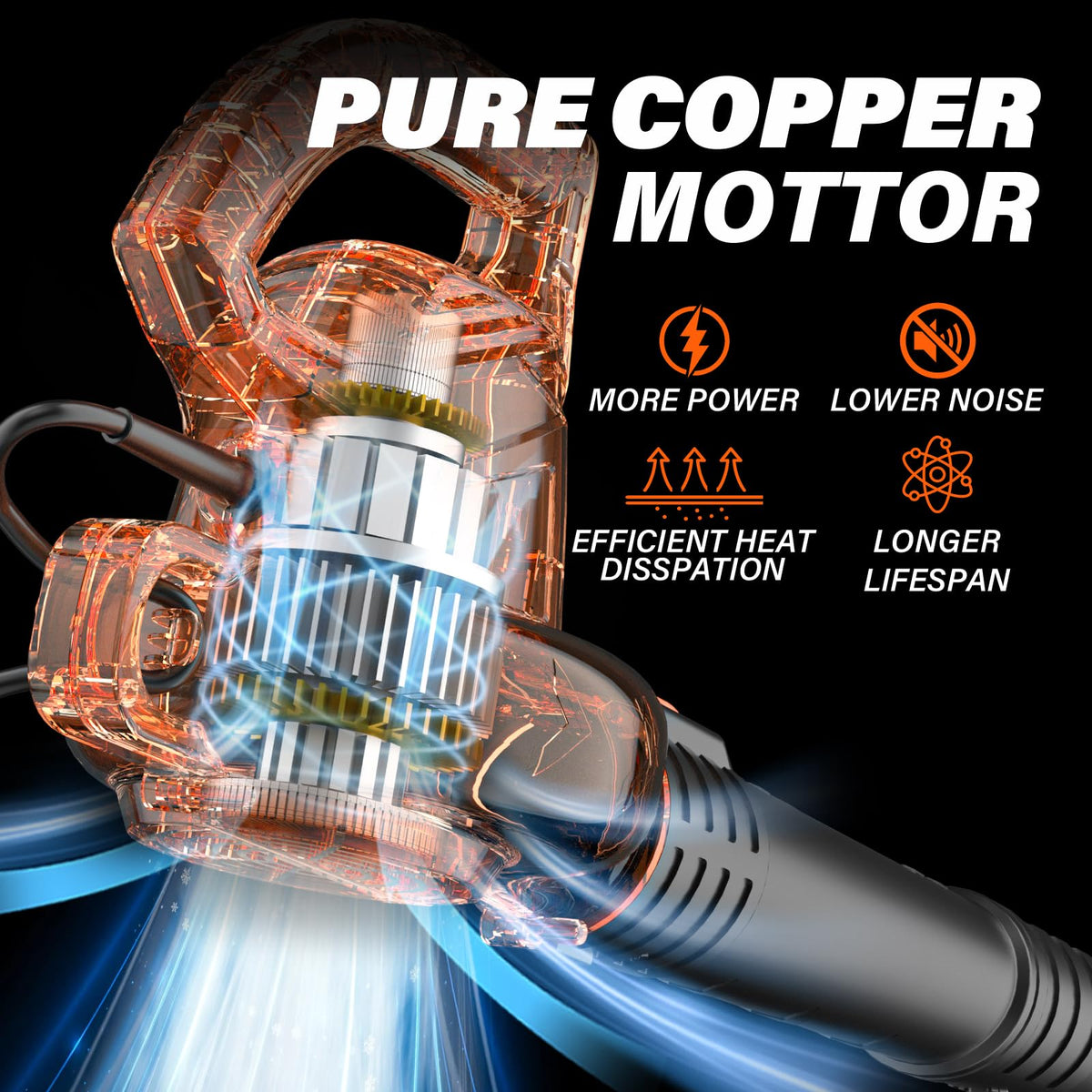 MAXLANDER blower reaches 155 MPH air speed for efficient leaf removal.