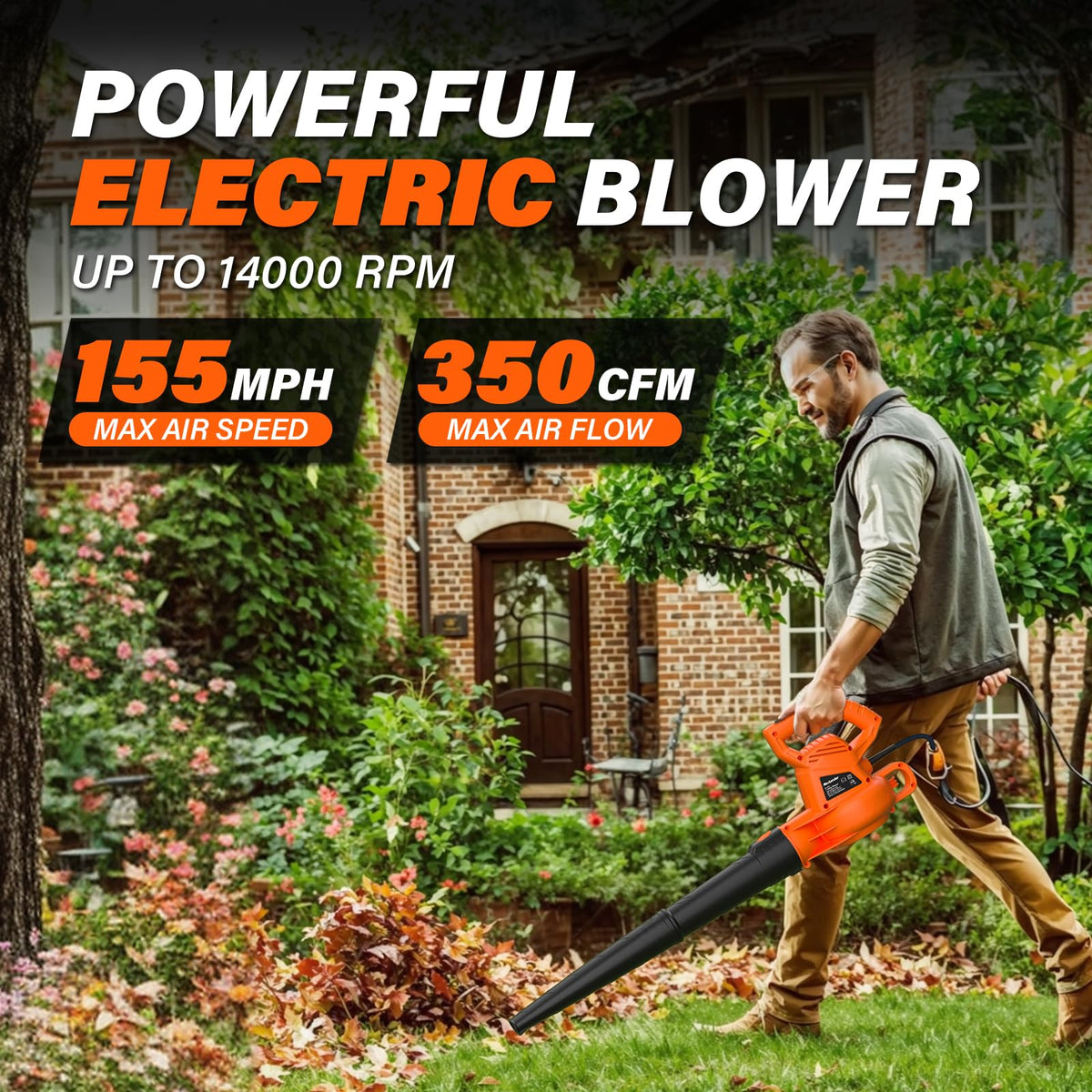 MAXLANDER blower provides 350 CFM airflow to clear driveways smoothly.