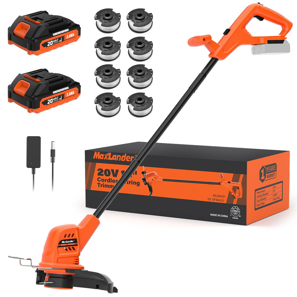 MAXLANDER weed wacker with battery pack powering quick yard cleanup