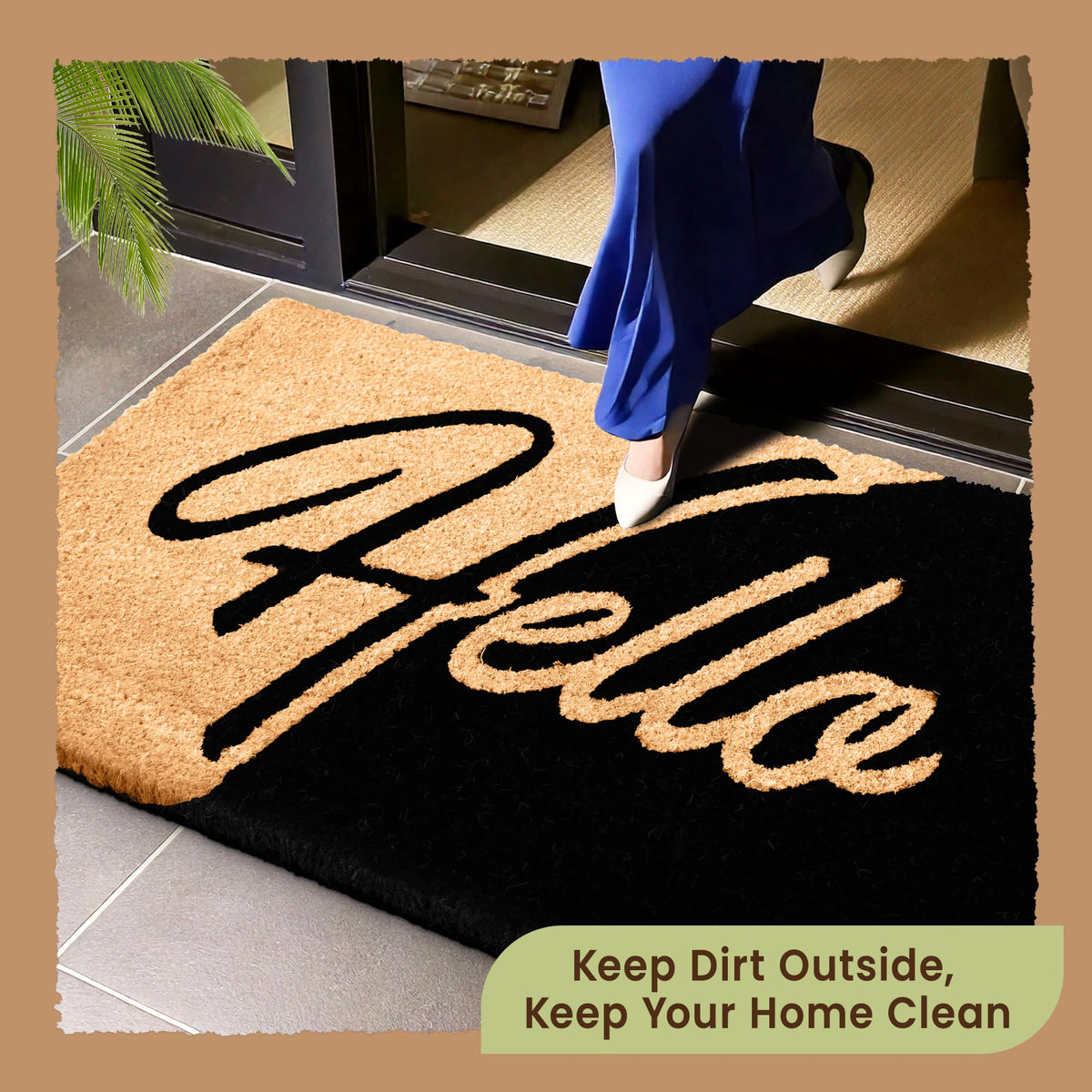 Weather-resistant coco coir mat resists moisture and fading for year-round use