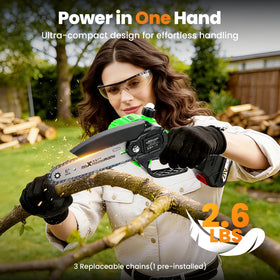 maXpeedingrods mini chainsaw lightweight design enables comfortable one-handed operation.