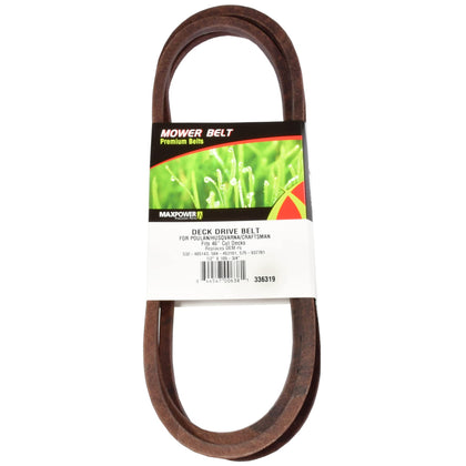MaxPower 336319 belt image shows a durable replacement for 46-inch mower decks