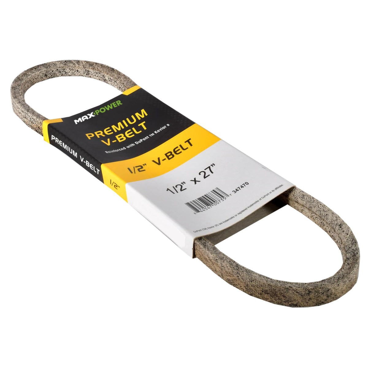 MaxPower 347470 belt features a dry fabric cover for clutch wear protection.
