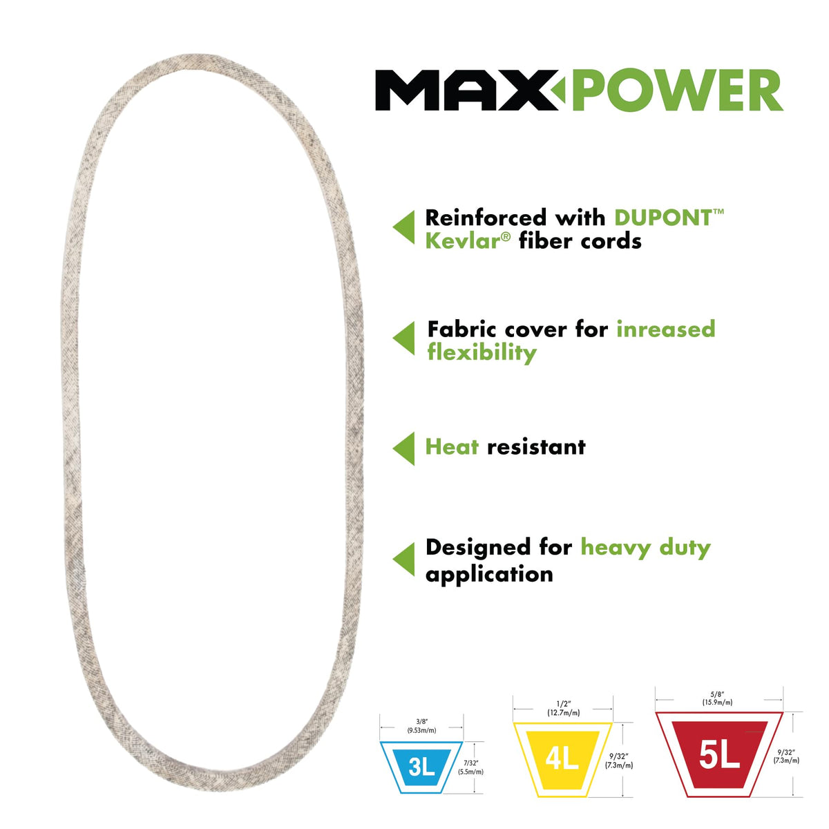 MaxPower 347502 belt in use on outdoor equipment demonstrates reliability.