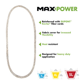 MaxPower 347502 belt in use on outdoor equipment demonstrates reliability.