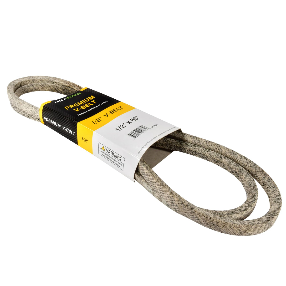 MaxPower 347509 dry fabric cover belt resists clutch wear in rugged cycles