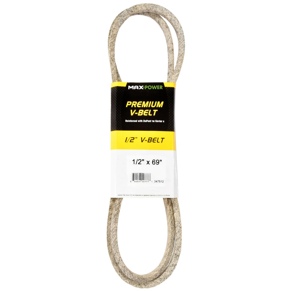MaxPower 347512 premium Kevlar belt close-up showing reinforced Kevlar cords.