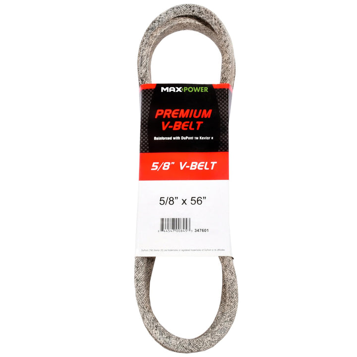MaxPower 347601 belt side view highlights Kevlar cords for heavy-duty use