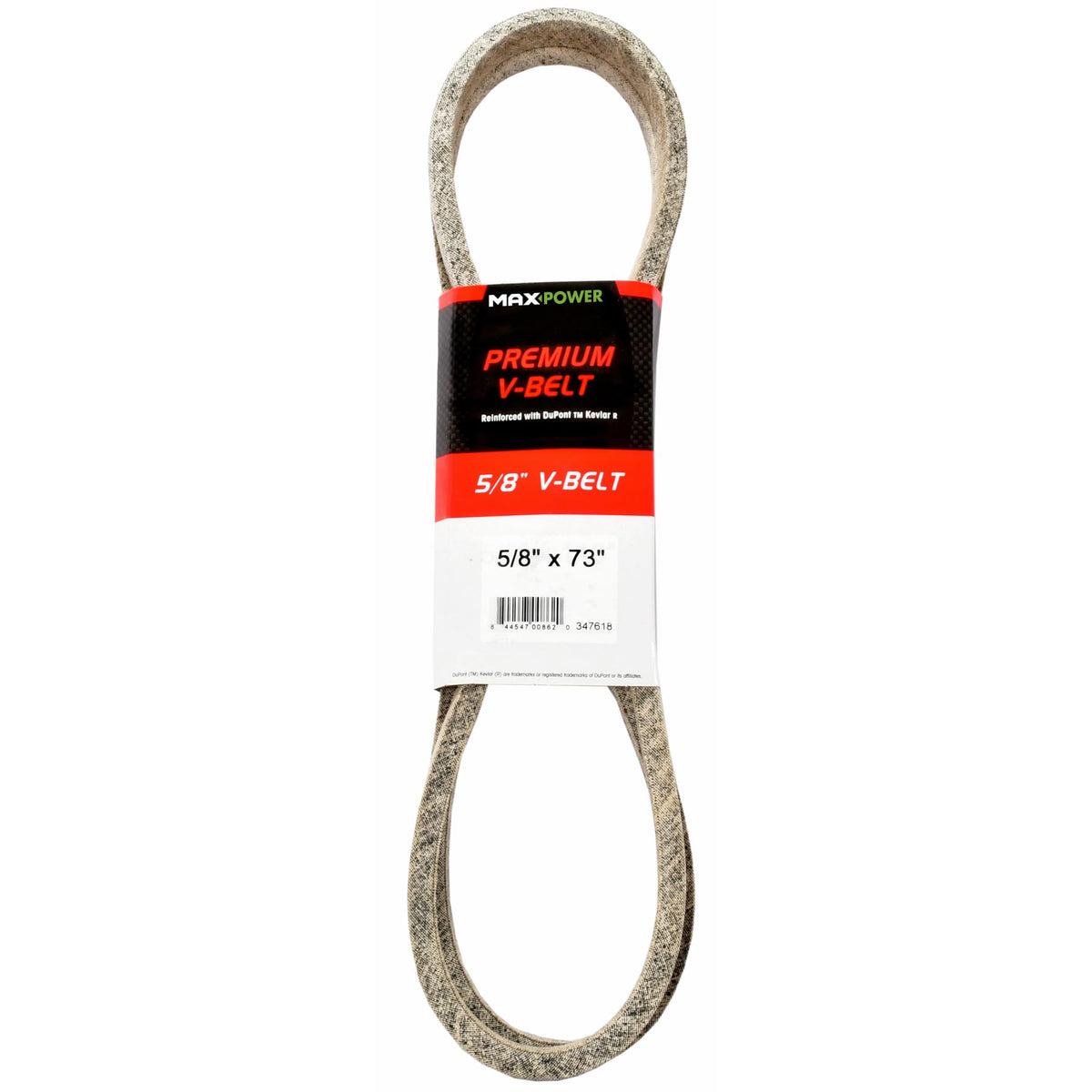 MaxPower 347618 belt with Kevlar fiber cords for heavy-duty durability.
