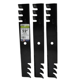 MaxPower 561145XB blade set for 52-inch Hustler mowers; three blades for premium mulching.