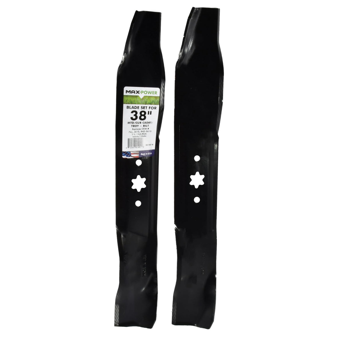 MaxPower 561531B two blades for 38-inch decks, mulching efficiency