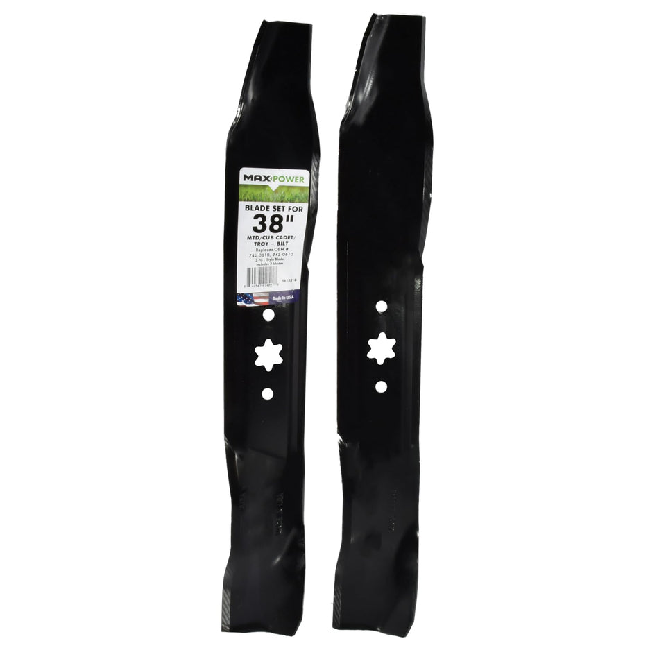 MaxPower 561531B two blades for 38-inch decks, mulching efficiency