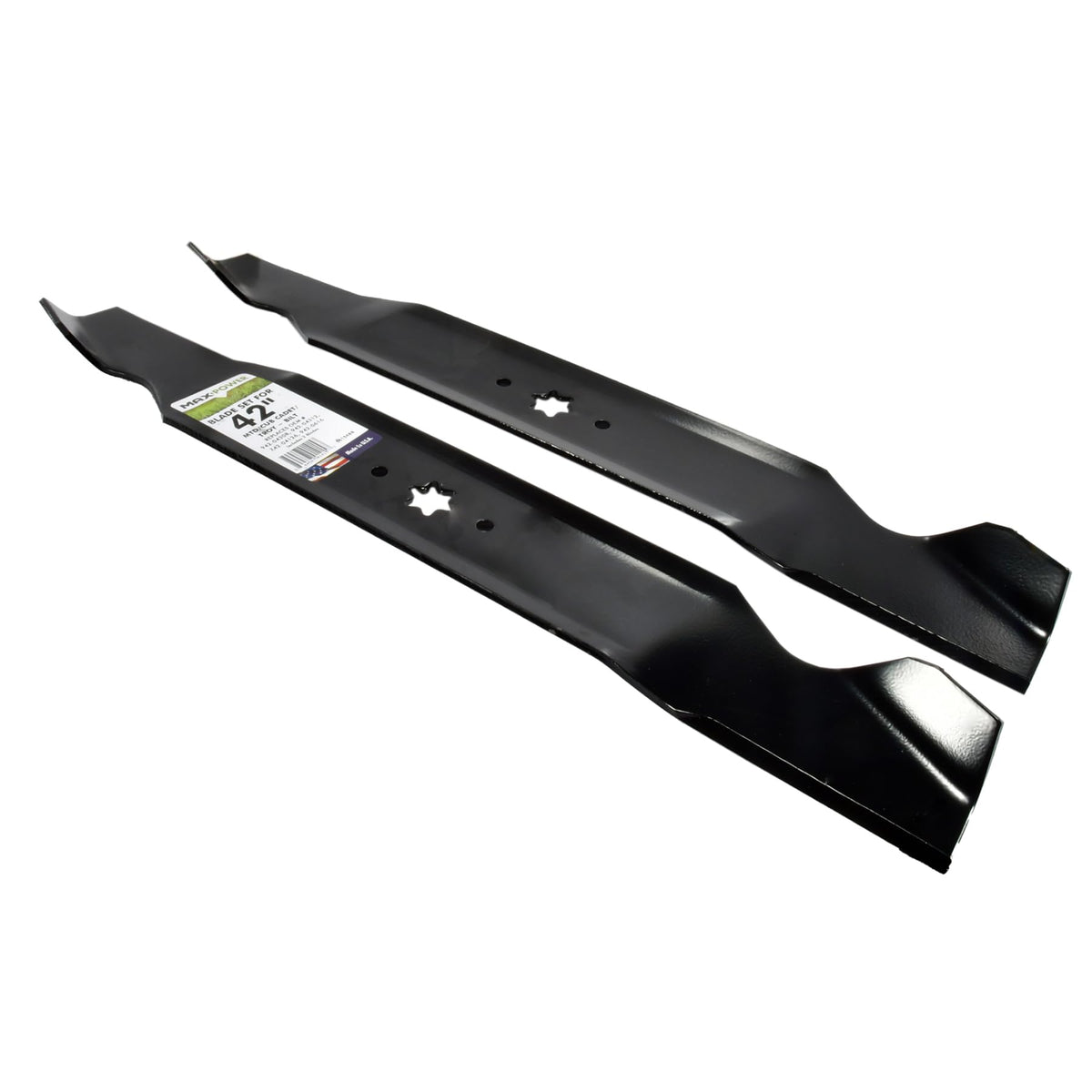 MaxPower OEM-replacement blades compatible with common mower models.