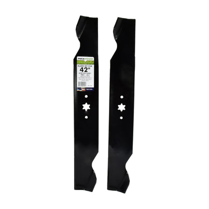 MaxPower 561548B two-blade set for 42-inch deck enhances cutting performance and durability.