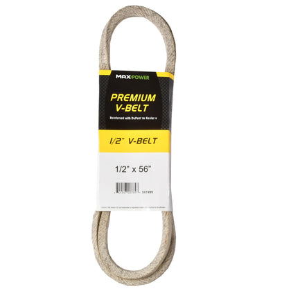 MaxPower premium Kevlar belt 1/2x56 closeup shows reinforced cords for durability