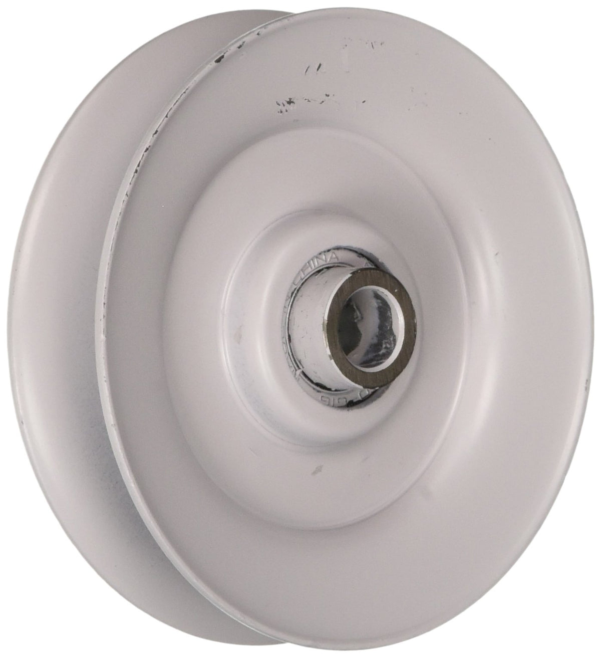 Maxpower Rotary 728 V-idler pulley close-up, compatible with MTD and John Deere for reliable belt guidance.