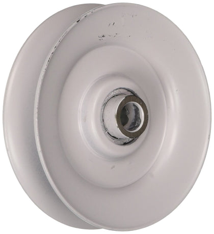 Maxpower Rotary 728 V-idler pulley close-up, compatible with MTD and John Deere for reliable belt guidance.