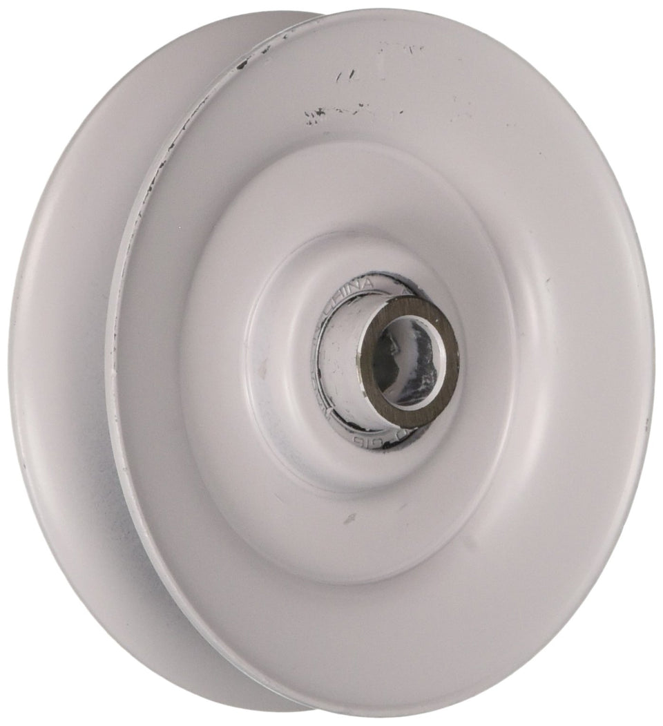 Maxpower Rotary 728 V-idler pulley close-up, compatible with MTD and John Deere for reliable belt guidance.