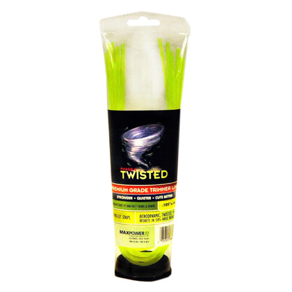 MaxPower twisted trimmer line package with 10 strips for clean lawn edges