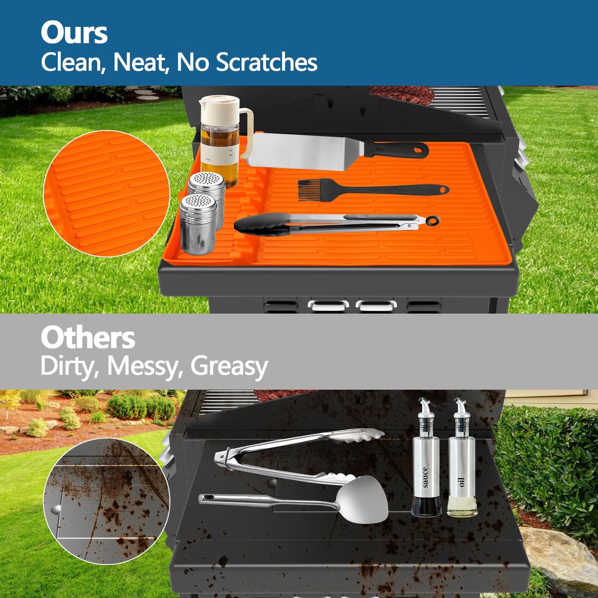 Non-toxic, heat-resistant MAXTBEE silicone protects grill surface during casual barbecues