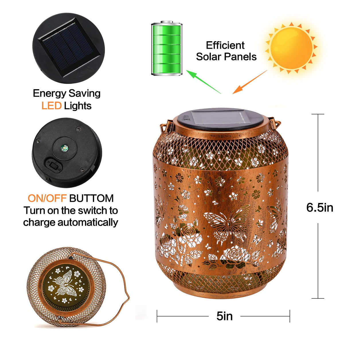 MAXTHOT butterfly solar garden statue waterproof IP65 keeps glow through showers.
