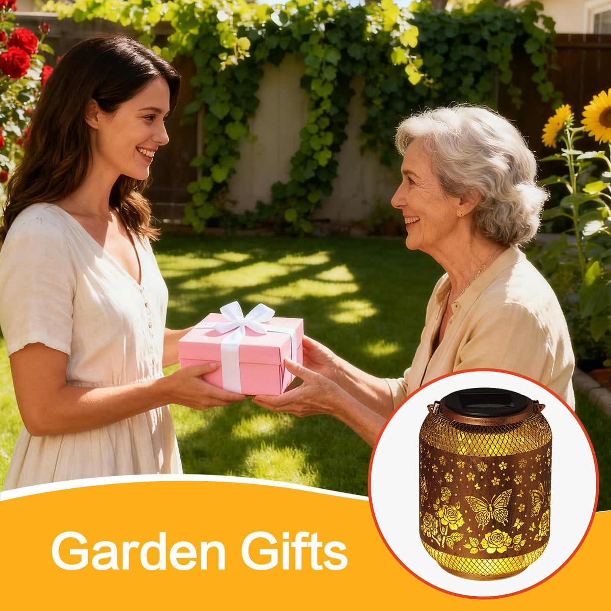 MAXTHOT butterfly solar garden statue yard or path accents with gentle illumination.