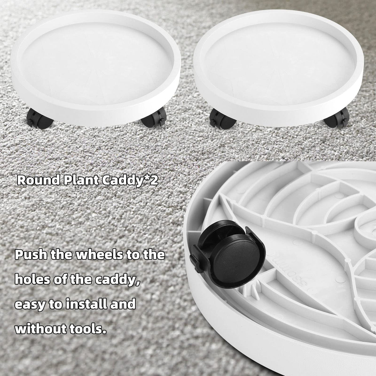 Maxurry white plant caddy enhances décor while keeping plants movable