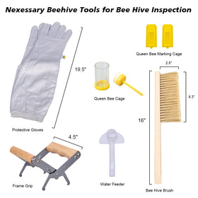 MayBee tool set with frame holder, grip, and accessories for hive setup