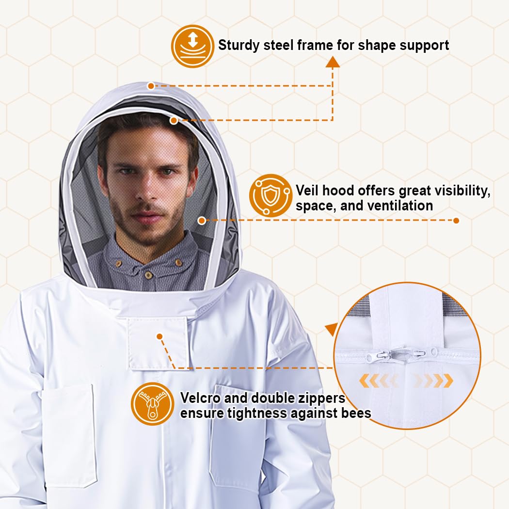 MayBee smoker and gloves enable calm, controlled hive inspections.