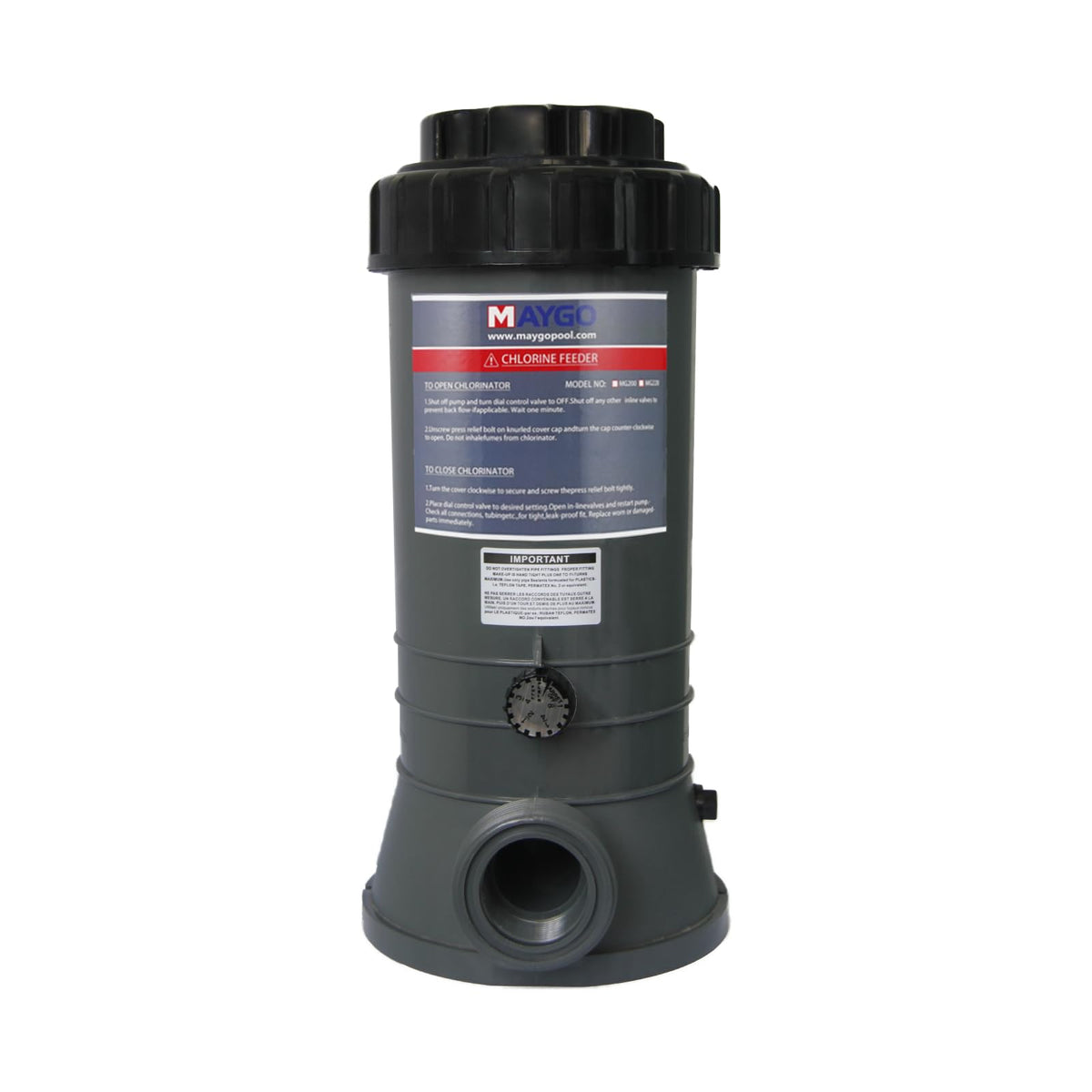 MAYGO CL200 inline chlorinator in package for easy installation