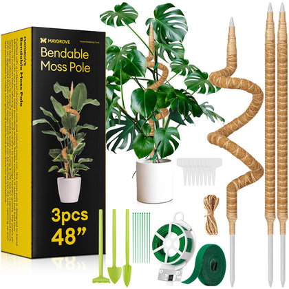 Maygrove 3 pack 48 inch moss poles set provides sturdy vertical support for climbing plants