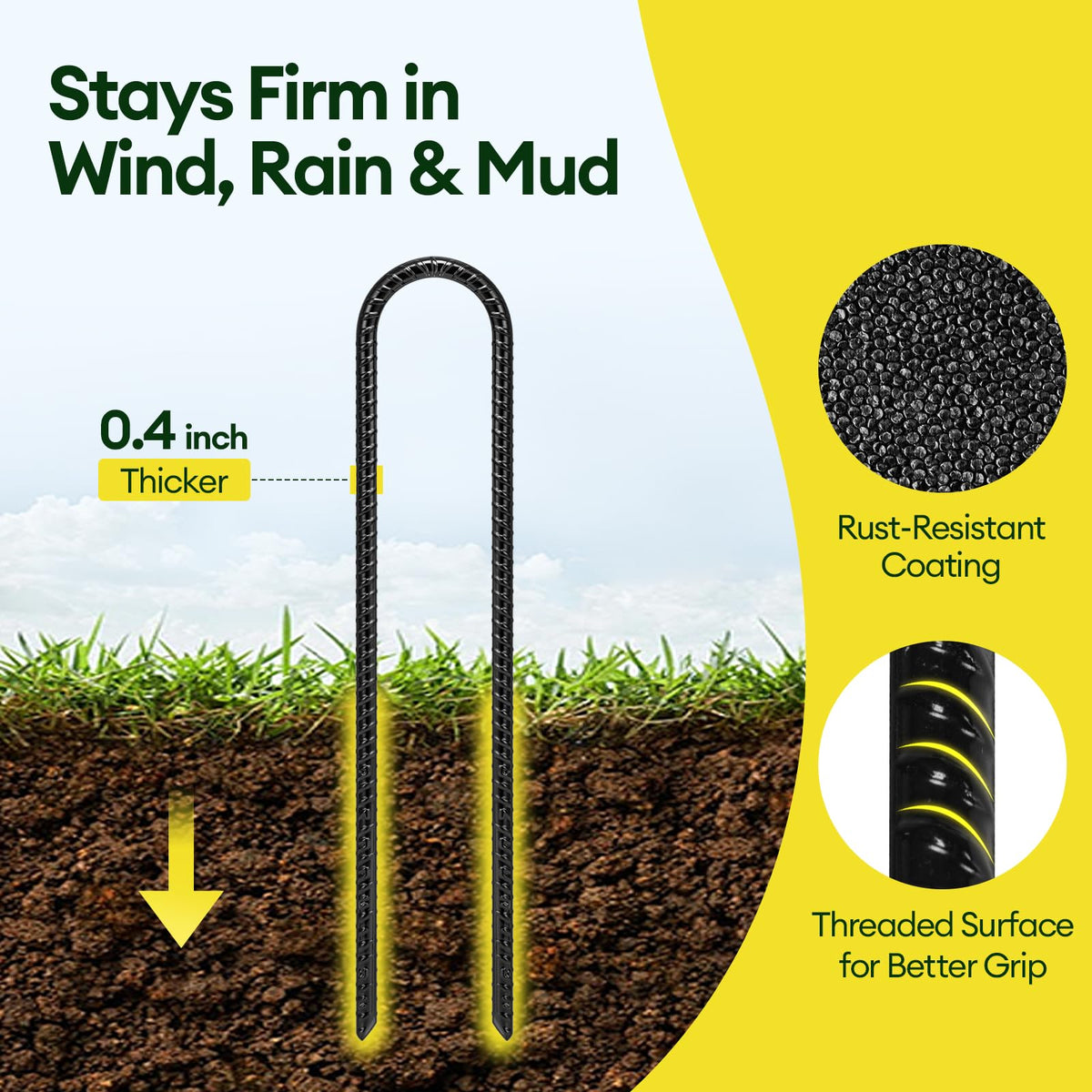 Maygrove galvanized steel stake resists rust for long outdoor use.