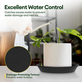 Maygrove 12 inch black plant saucer protects floors from spills
