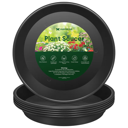 Maygrove plant saucer 8 inch black provides sturdy base for heavy pots