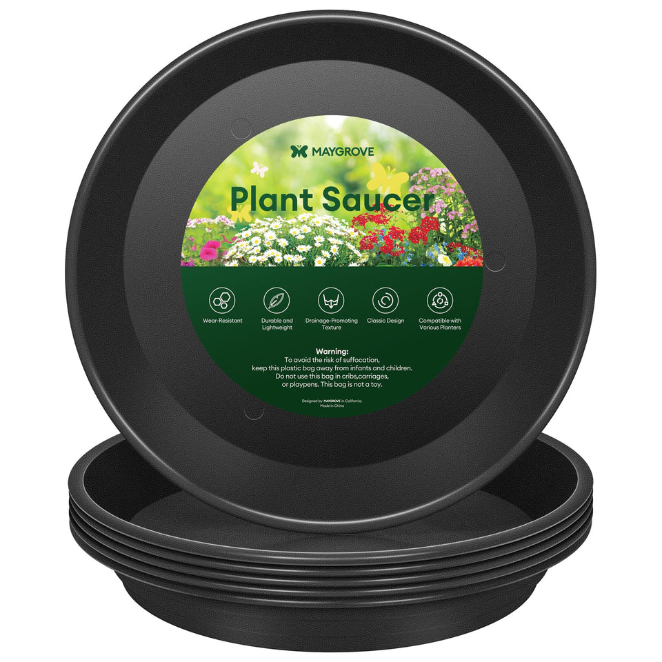 Maygrove plant saucer 8 inch black provides sturdy base for heavy pots