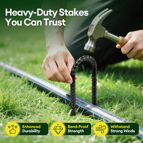 Maygrove U-shaped ground stake securing playground equipment in windy conditions.