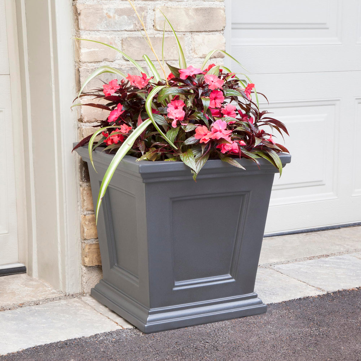 Mayne Fairfield planter features overflow drainage to prevent overwatering