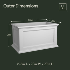 Mayne Fairfield 20x36 planter white, double-wall construction provides stability and insulation
